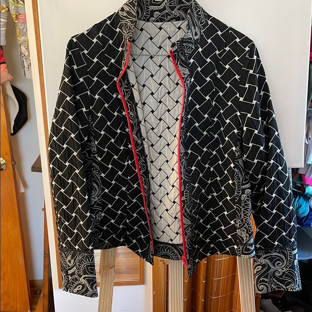Black and White Geometric Women's Jacket